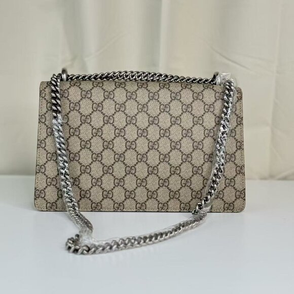 Gucci GG Logo Supreme Medium Dionysus Shoulder Bag with Red Trim - Picture 3 of 9